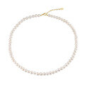 wholesale 14K Gold Plated, S925 Sterling Silver, 6-7mm Freshwater Pearl Necklace, Fashion Adjustable Collarbone Chain-0-4