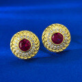 wholesale Metal Material: Simulated Diamond and Ruby Vintage Retro Style Stud Earrings for Women, Cross-Border European and American New Arrivals, Fast Selling Simple Design-0-1