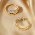 S925 Sterling Silver Moissanite Earrings with Natural Two-Tone Layered Sparkle, Classic and Light Luxury-0-0