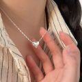 wholesale S925 Sterling Silver Minimalist Heart Pendant Necklace for Women, Small Luxury Fashion Trendy Collarbone Chain in 2024-0-0