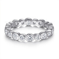 wholesale Wholesale of Hot-Selling S925 Sterling Silver Full Diamond Ring for Women, European and American Fashion Round Full-Body Ring Jewelry-Platinum US size 6#