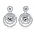 925 Sterling Silver Hip Hop American Style Unisex Moissanite D Color Round Hoop Earrings-0-3