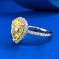 wholesale S925 Sterling Silver High Carbon Diamond 7*11 Pear Shaped Yellow Radiant Ring for Women Cross-Border Drop Shipping-0-1