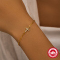 wholesale S925 Silver New Rhinestone Cross Paperclip Bracelet, a trendy and elegantdesign withdetails-0-2