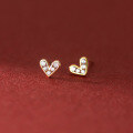 wholesale S925 Sterling Silver Korean Version Summer Student Small Fresh Diamond-inlaid Heart Stud Earrings for Women M02668-0-2
