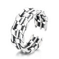 wholesale S925 Sterling Silver Irregular Wide Braided Twist Open Ring Trendy Punk Style Index Finger Ring-0-4