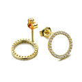 wholesale 14K gold-plated silver zircon circle earrings, Japanese minimalist and fresh OL-style jewelry wholesale-0-2