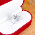 wholesale S925 Sterling Silver Korean Ultra Fairy Ins Style High-End Butterfly Ring for Women with Freshwater Pearl Index Finger Ring-0-1