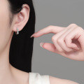 S925 Sterling Silver Lightning Wave ECG Earrings with Moissanite-0-2