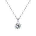 S925 Silver Moissanite 1ct Four-Prong Pendant Necklace-0-2