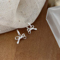 wholesale S925 Sterling Silver Bow Earrings for Women, Korean New Style, Ins Trend, Elegant and Versatile High-End Sense Ear Studs Earrings-0-1