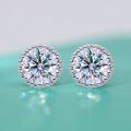 wholesale S925 Sterling Silver Moissanite Web Stud Earrings for Women, Small Design Earrings with Elegant and High-End Feel, Round Diamond Earrings-0-2
