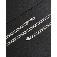wholesale 925 Sterling Silver 5mm Figaro Chain Unisex Personalized Hip Hop High-End Sense Layered Necklace-5mm white gold 18 inches (45 cm) about 12 grams 925 silver