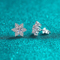 S925 Sterling Silver Full Moissanite Star Stud Earrings-0-0