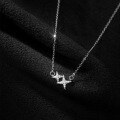 wholesale S925 Sterling Silver Summer Inlaid Diamond Four-Point Star Necklace, Korean Style Women's Simple Collarbone Chain D8522-0-1