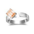 wholesale Champagne Gold, Yun Tong Jewelry Ins-style Colored Moissanite Emerald Cut 5*7mm 1 Carat Moissanite Pinky Ring-0-4
