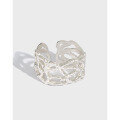 wholesale S925 Sterling Silver 070 Korean Version Ins Small and Minimalist Design Retro Distressed Irregular Wide Branch Open Ring for Women-0-0