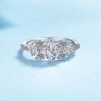 wholesale S925 Sterling Silver Moissanite Ring for Women, Square Geometric Design, Minimalist Cold Sense, Light Luxury Fashion-Zircon 5.5*5.5M 17