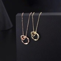wholesale S925 Silver Trendy Minimalist Niche Interlocking Choker Necklace, New Arrival with High-End Design-xb1090-copper plated with gold