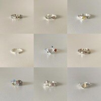 wholesale S925 Sterling Silver Colored Zircon Opal Moonstone Heart Ring Collection, Petite Sweet Design Open Adjustable Ring for Women-- CYJZ320 925 silver opening adjustable
