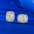 wholesale S925 Silver 2-Carat Earrings, Cushion Cut Simulated Diamond, Fashionable and Versatile Everyday Earrings, Drop Shipping-0-1