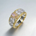 wholesale S925 Silver Plated Pink Diamond 3*5mm Pear-Shaped Electroformed Gold Ring, Daily Fashion Minimalist Style-0-2