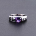 wholesale S925 Sterling Silver Fashionable and Light Luxury Natural Amethyst Ring In Stock, Exquisite Craftsmanship with Natural Colored Gemstone-0-1