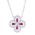 925 Silver Four-Leaf Clover Necklace Women's Red Gangyu Full Diamond High-End Craftsmanship Clavicle Chain-0-3