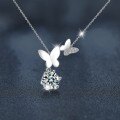 S925 Silver Double Butterfly Pendant 1-Carat Unique Exquisite Micro-Set Moissanite Necklace-0-0