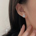 wholesale S925 Sterling Silver New Ocean Heart Earrings for Women with Swarovski Crystals, Fashionable and Versatile Korean-style Wholesale Ear Accessories-0-4
