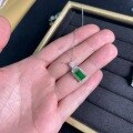 wholesale S925 sterling silver set with natural green chalcedony plain pendant necklace, full green new Chinese style yang green jadeite sweater chain-0-3