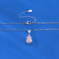 wholesale S925 silver style pink diamond pear-shaped heart necklace with elegant and luxurious high-end feel, versatile for cross-border live streaming-0-3