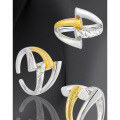 wholesale S925 Sterling Silver Korean Minimalist Two-Tone Plated Cross Cut-Out Textured Design Ring for Women-0-1