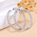 wholesale 925 Sterling Silver Plated with 18K Gold, Fashionable European and American Moissanite Earrings, Micro-Set Full Circle Large Hoops, High-End Moissanite Ear Accessories-0-0