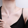 Sterling Silver Vintage Waterdrop Necklace with Zircon Wheat and Leaf Accents-0-1