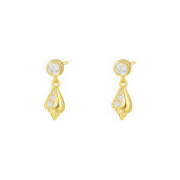 wholesale 925 Sterling Silver Conch Earrings With Zircon, Exquisite And Fashionable Cross-border European And American Niche Design-E4412-Gold 925 Silver