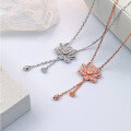 wholesale S925 Sterling Silver Two Lifetimes of Joy Lotus Necklace for Women, Versatile Small Design Pendant with Lotus Seedpod and Lotus Tassel Drop Collarbone Chain-0-1