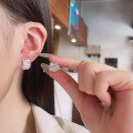 wholesale S925 sterling silver European and American cross-border geometric pleated concave-convex niche design ear cuff stylish earrings for women-0-3