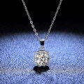 Sterling Silver 1-Carat Moissanite Pendant Necklace, Women's Fashion-0-2