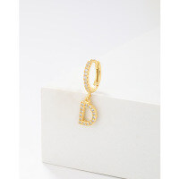 wholesale 925 Sterling Silver Amazon Cross-border Single Alphabet Earrings for Women, Fashion Hoop Ear Cuff, Versatile Ear Accessories-D single>925 silver