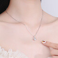 wholesale S925 Sterling Silver Cross-Border 18K Gold-Plated Moissanite Pendant Women's Minimalist Collarbone Necklace Gift for Girlfriend-0-3