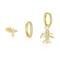 wholesale 925 Sterling Silver Minimalist Small Airplane Earrings with Micro-Set Zirconia, Light Luxury Niche Design,。-0-8