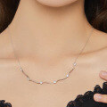 wholesale S925 Silver Wave Pattern Zircon Necklace for Women, Minimalist and Versatile Small Design, Elegant and Sophisticated Collarbone Chain-0-2