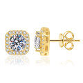 S925 Sterling Silver Moissanite Earrings, 1ct Luxury Square Prong Setting-0-3