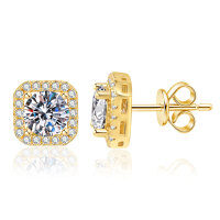 S925 Sterling Silver Moissanite Earrings, 1ct Luxury Square Prong Setting.-6.5mm high-carbon stone  925 silver