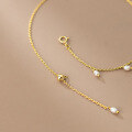 wholesale S925 Silver Pearl Tassel Anklet Korean Style Minimalist Fresh and Elegant Adjustable Foot Jewelry S4755-0-3