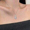 wholesale S925 Sterling Silver Light Luxury High-End Pink Heart Zircon Pendant Necklace for Exquisite Girls and Boys-0-3