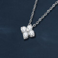 S925 Silver Moissanite Four-Leaf Clover Pendant Necklace, Trending Ins Style-0-0