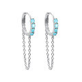 wholesale S925 Sterling Silver Round Hoop Ear Clasp with Zirconia Chain Earrings, Simple and Fashionable Long Elegant Ear Accessories-0-12