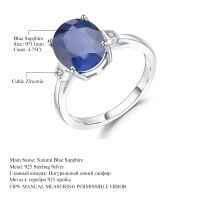 wholesale S925 Silver Manufacturer Direct Supply In-Stock Sapphire Ring for Women,。-Natural Enhanced Sapphire US Size 8
